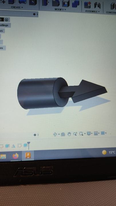 La pointe et sa tige de 0,6 mm, en 3D.
